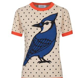 Polka Dot Knit Bird Sweater